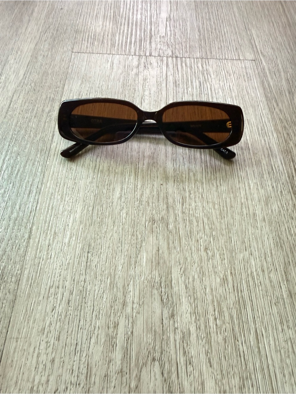 otra bronte brown red small narrow rectangular modern sunglasses eyewear NEW